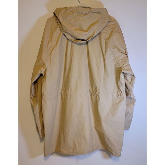 Totes Flannel Lined Rain Jacket Size L Tan Light Brown With Brown Plaid Lining - Picture 7 of 9